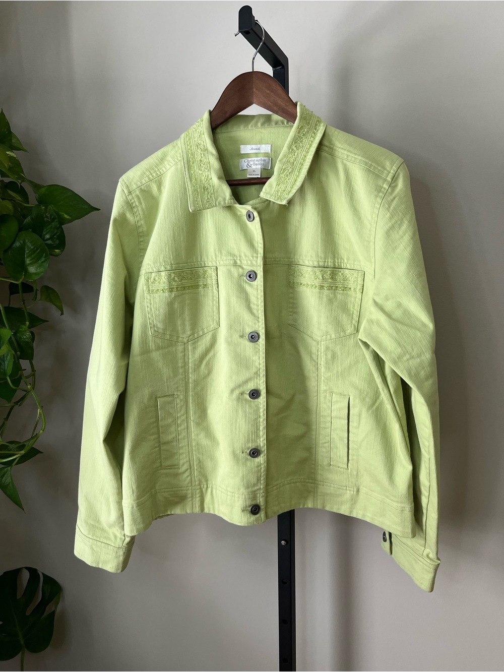 2006 Christopher & Banks Light Green Denim Jacket